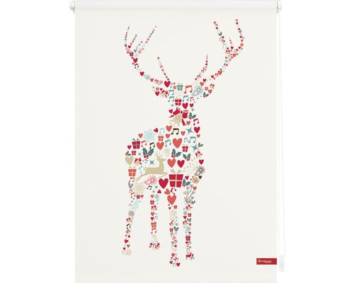 Store enrouleur avec motif de cerf composé de symboles de Noël