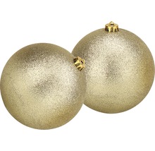 Zwei glitzernde Weihnachtskugeln