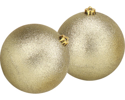 Zwei glitzernde Weihnachtskugeln