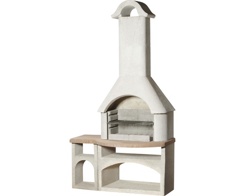 Barbecue cheminée Buschbeck Bozen 65 x 110 x 210 cm blanc terre cuite