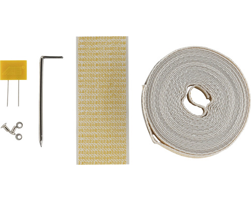 Kit de fixation de moustiquaire avec rouleau, crochets, épingle, œillets et contre-plaque
