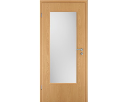 Porte en bois avec insert en verre et garniture de porte
