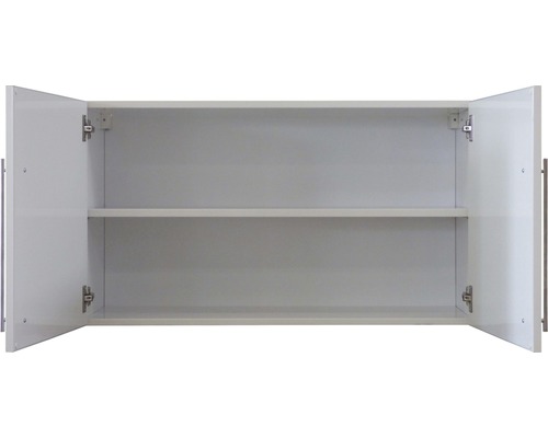 Armoire murale ouverte avec deux étagères