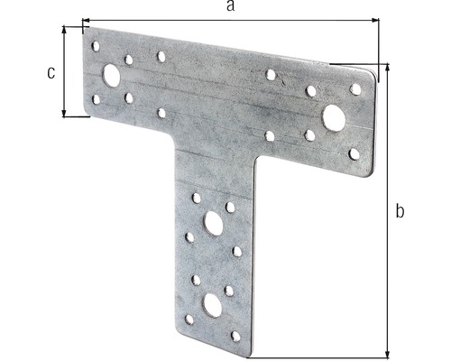 Connecteur à bois en forme de T avec trous pour vis et clous