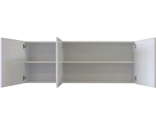 Armoire suspendue ouverte avec étagères