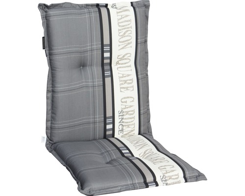Galette d'assise pour siège à dossier bas Madison 50 x 110 cm coton-polyester gris-crème