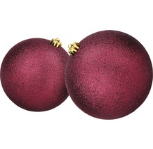 Zwei Weihnachtsbaumkugeln aus Kunststoff