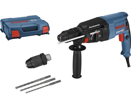 Marteau perforateur avec SDS plus Bosch Professional GBH 2-26 F avec coffret de transport, mandrin à changement rapide 13 mm et kit de forets 3 pièces SDS plus-5 (6/8/10 mm) Perforateur Bosch avec forets, mandrin et coffret