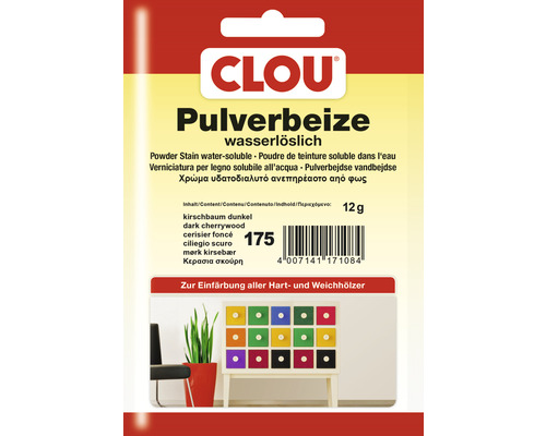Poudre de teinture soluble dans l'eau cerisier foncé 12 g CLOU Teinture en poudre Bois de cerisier foncé, emballage