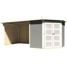 Gartenhaus Karibu Grünwald 3 mit Schleppdach 2,6 m, Seiten- und Rückwand 504,5 x 238 cm terragrau