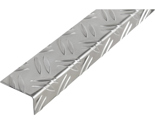 Profilé d'angle alu tôle striée 53,6x29,5 mm, 2 m Profil de bordure d''escalier en aluminium avec motif de tôle larmée