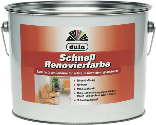 Peinture de rénovation rapide Düfa blanche 12,5 L Düfa Schnell Renovierfarbe dans un seau de peinture
