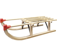 Luge en bois avec capuchons de protection rouges