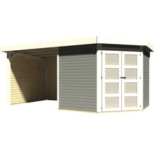 Gartenhaus Karibu Grünwald 5 mit Schleppdach 2,2 m, Seiten- & Rückwand 492,5 x 262 cm terragrau