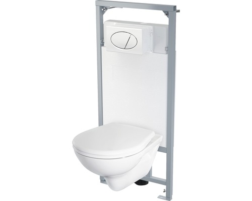 Kit pour WC suspendu Grenada 5 en 1 bord de rinçage ouvert blanc avec revêtement-0