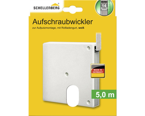 Schellenberg Aufschraubwickler für die Aufputzmontage mit Rollladengurt, 5 Meter