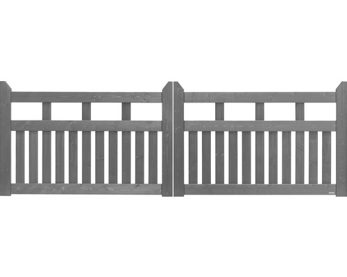Portail double Konsta Elda sans fraise de serrure 300 x 100 cm gris basalte Portail de jardin en bois gris