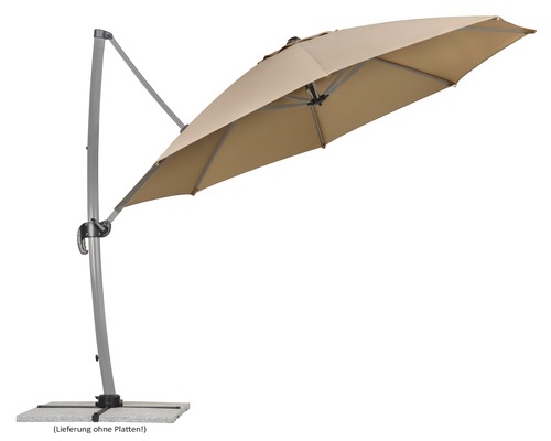 Parasol déporté Schneider Rhodos Rondo 390x350x280 cm polyester 200 g/m² sable