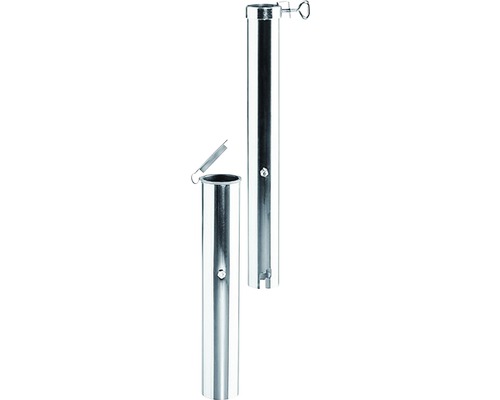 Douille au sol pour parasol jusqu'à Ø400 cm et tige jusqu'à Ø 5,5 cm aluminium Deux douilles de sol argentées en métal