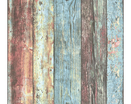 Papier peint intissé 30723-1 Best of Wood'n Stone 2 planches en bois rouge bleu marron