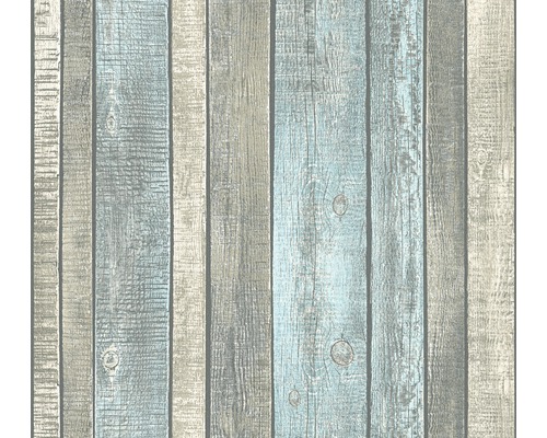 Papier peint intissé 31993-2 Best of Wood'n Stone 2 planches en bois gris crème bleu
