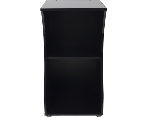 Meuble de salle de bain noir avec une étagère