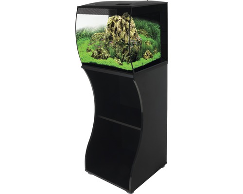 Kit complet d'aquarium Fluval Flex 57 L avec éclairage LED, système de filtration, télécommande infrarouge et meuble bas, noir