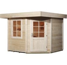 Chalet sauna Weka Salo avec poêle bio 7,5 kW et commande numérique, avec portes en bois et verre isolant thermiquement-thumb-2