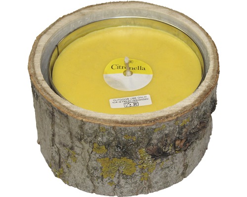 Bougie à la citronnelle Wood bois-métal Ø 20 H 10 cm jaune