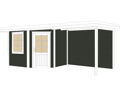Abri de jardin en bois avec fenêtre et porte