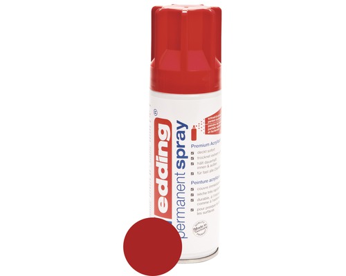 Permanent Spray edding rouge trafic brillant 200 ml Bombe de peinture permanente Edding