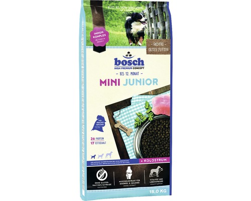 Croquettes pour chiens bosch Mini Junior 15 kg Aliment pour chiots Bosch Mini Junior jusqu''à 12 mois, 15 kilogrammes