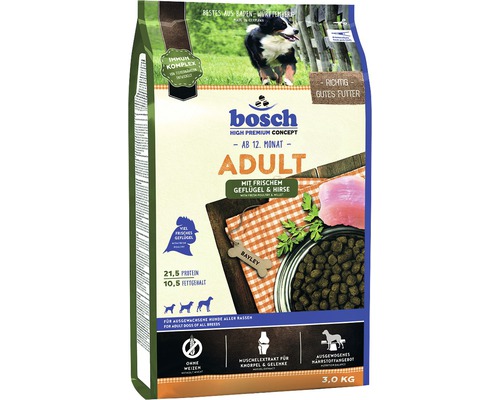 Hundefutter trocken bosch Adult Geflügel & Hirse 3 kg Bosch High Premium Concept Adult Hundefutter mit Geflügel und Hirse, 3 Kilogramm