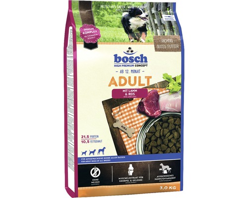Hundefutter trocken bosch Adult Lamm & Reis 3 kg Bosch Adult Hundefutter mit Lamm und Reis, 3 Kilogramm Packung