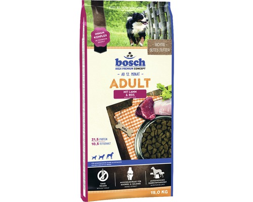 Croquettes pour chien bosch Adult agneau & riz 15 kg Croquettes pour chien bosch Adult agneau & riz 15 kg