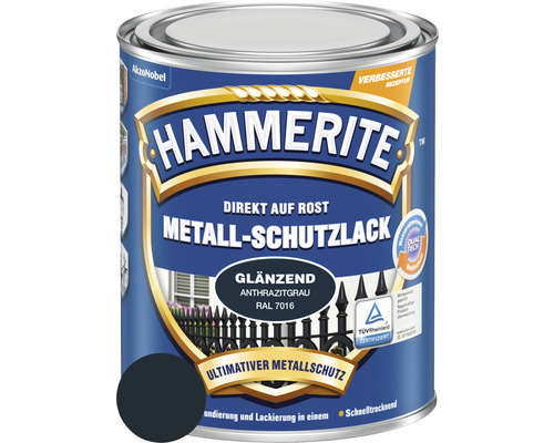 Laque de protection pour métaux Hammerite gris anthracite brillant 750 ml