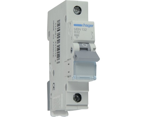 Disjoncteur Hager MBN 120 20A B 6kA 1 pôle Disjoncteur de protection de ligne Hager MBN132 B32