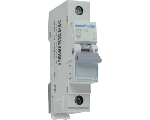Disjoncteur Hager MBN 125 25A B 6kA 1 pôle Disjoncteur Hager MBN132 B32