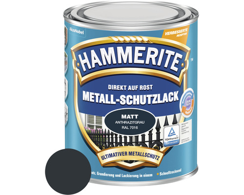 Peinture de protection du métal HAMMERITE anthracite mat 2,5 l Hammerite peinture de protection des métaux, directement sur la rouille, gris anthracite, mat