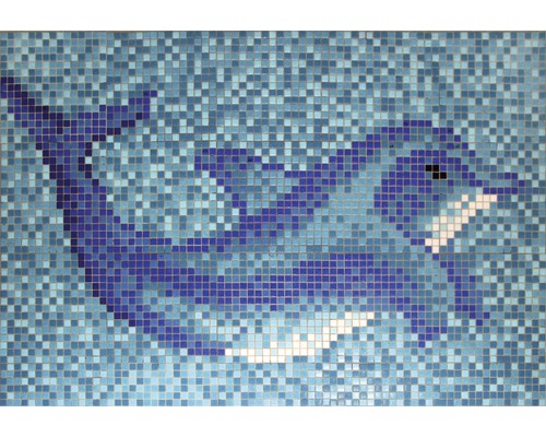 Mosaikbild Delphin groß 160 cm breit 110 cm hoch blau