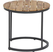 Table de jardin ronde avec plateau en teck et structure en métal