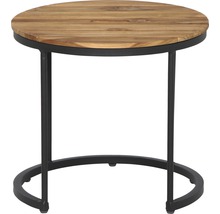 Table d''appoint ronde avec plateau en bois et structure en métal