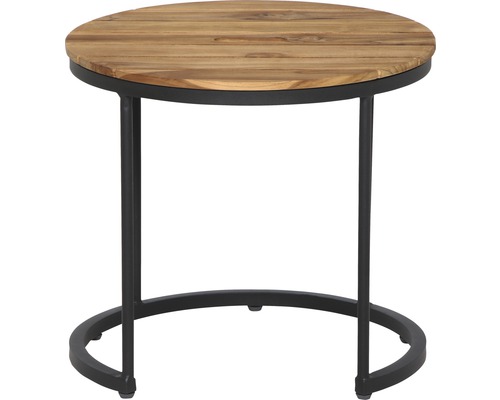 Table d''appoint ronde avec plateau en bois et structure en métal