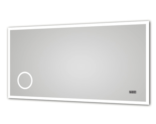 Miroir de salle de bain rectangulaire avec éclairage LED, affichage numérique de l''heure et capteur tactile