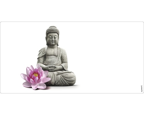 Panneau mural salle de bains mySPOTTI aqua Aqua Buddha 90x45 cm Décoration Figurine de Bouddha avec fleur de lotus