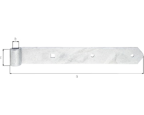 Verzinktes Scharnierband mit Maßangaben