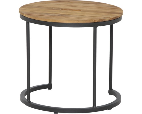Table d''appoint ronde en teck et métal