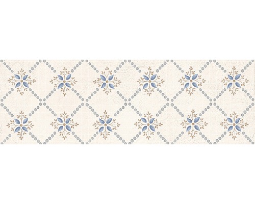 Feinsteinzeug Wandfliese Brick flor almond 11 x 33,15 cm Dekorfliese mit floralem Muster auf hellem Grund