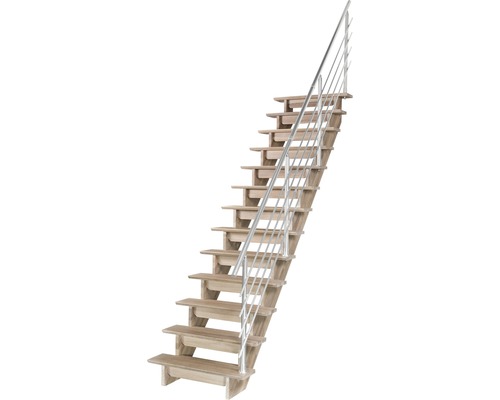 Escalier en bois avec rampe en métal