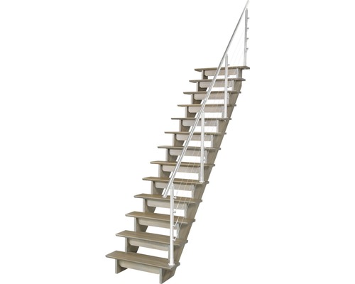 Escalier en bois avec rampe métallique pour l''intérieur